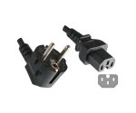 Power Cord CEE 7/7 90° to Hot Appliance Plug C15, 1mm², VDE, black, length 5,00m